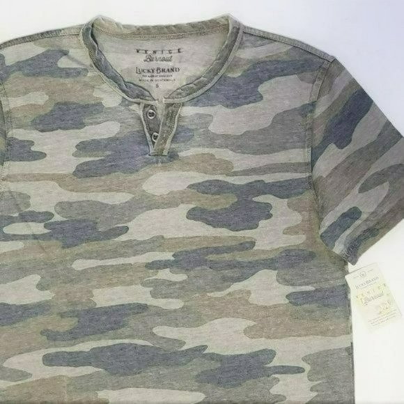 NWT LUCKY BRAND Venice Burnout Notch Neck Camo Print Ultra Soft Cotton T-Shitrt - Picture 4 of 5